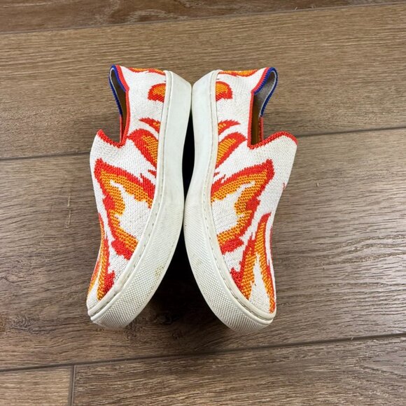 Rothys Kids Sz 2  flame sneakers white machine washable Style 007-107 Slip-On - Picture 2 of 8